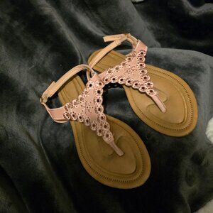 Anna Pink Glittery Tong Sandles Size 9